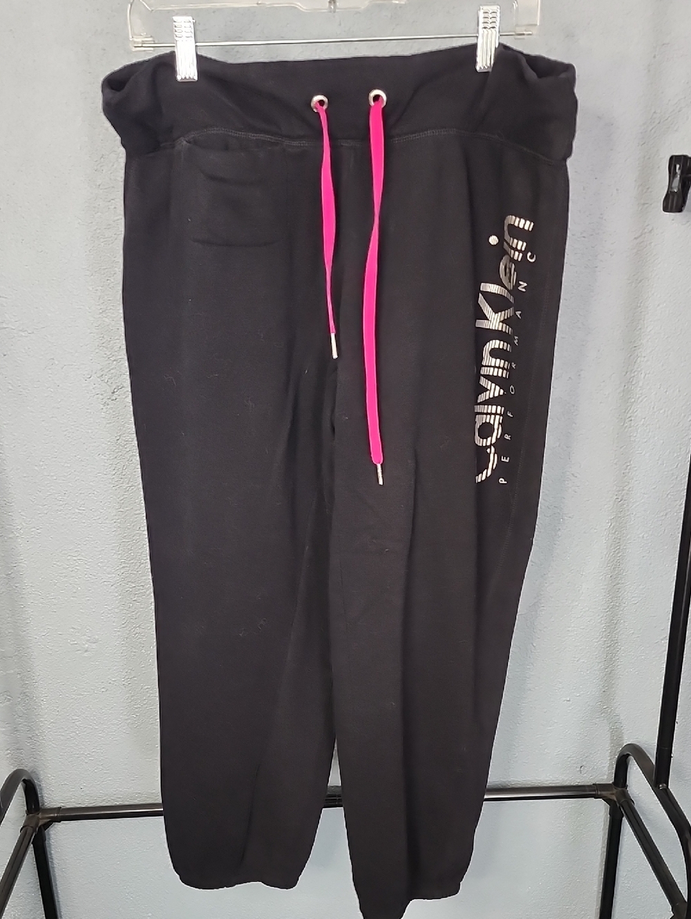 Calvin Klein Performance Black Track Joggers with Pink Drawstrings